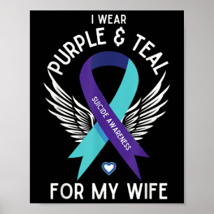 Póster Conciencia Suicida Que Uso Verde azulado Y Morado 