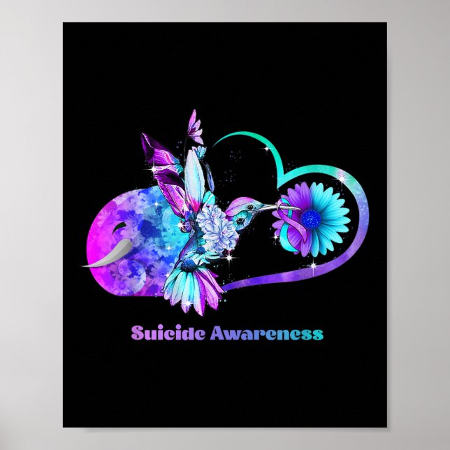 Póster Conciencia suicida Shirt Sunflower Corazón morado (Frente)