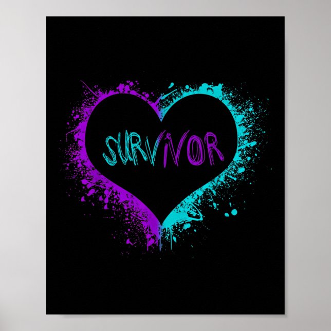Póster Conciencia suicida Superviviente de camisas sobrev (Frente)