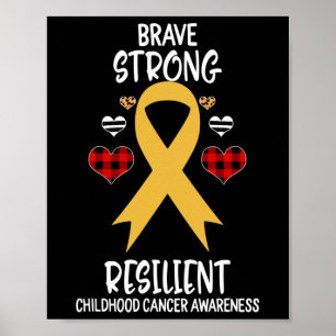 Póster Concienciación frente al cáncer infantil fuerte y 