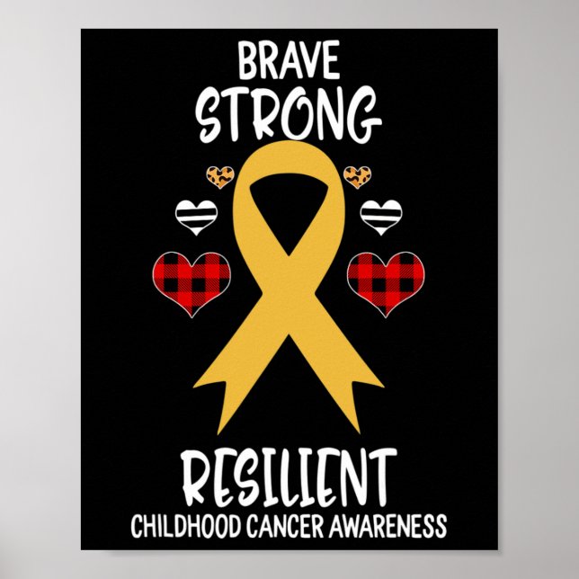 Póster Concienciación frente al cáncer infantil fuerte y  (Frente)