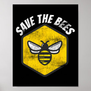 Póster Concienciación sobre abejas retro Beekeeper Honeyb