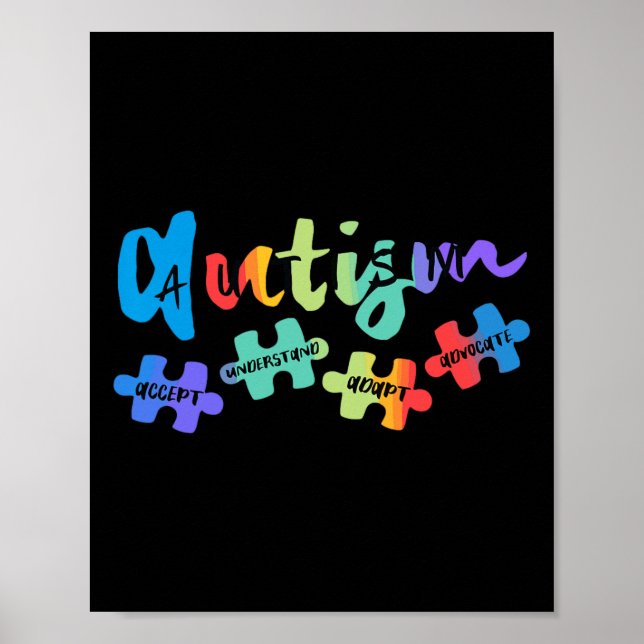 Póster Concienciación sobre autismo acepta entender amor  (Frente)
