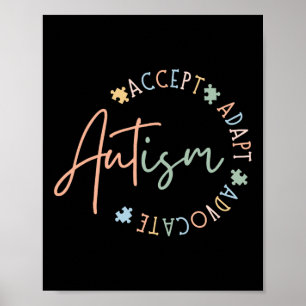 Póster Concienciación sobre autismo aceptar a la defensor