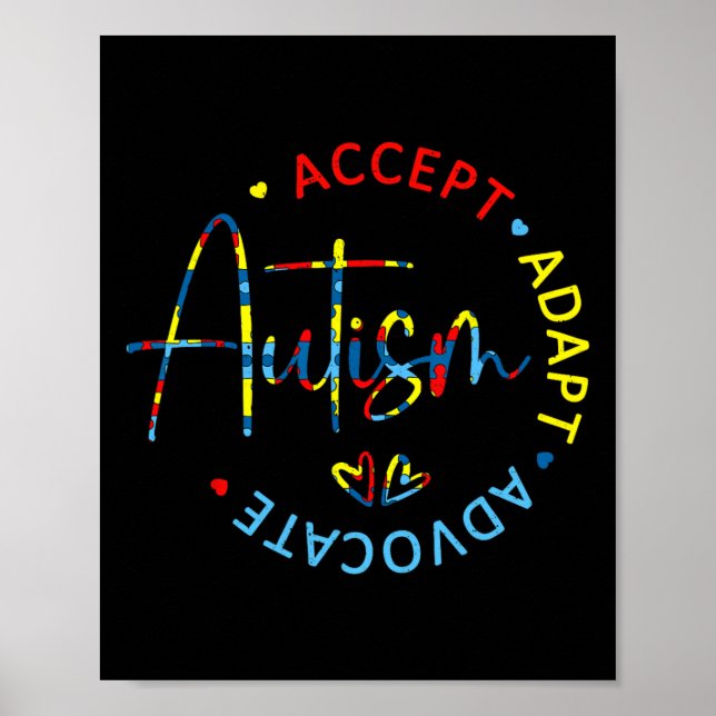 Póster Concienciación sobre autismo aceptar a la defensor (Frente)