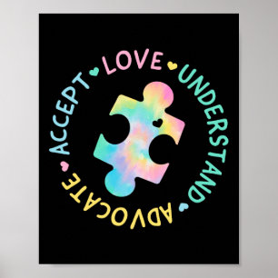 Póster Concienciación sobre autismo aceptar a la defensor