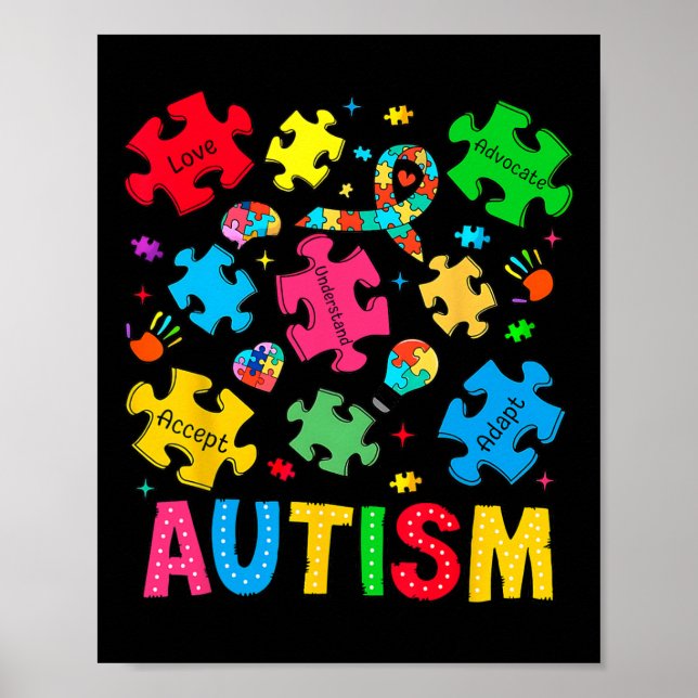 Póster Concienciación sobre autismo aceptar a la defensor (Frente)
