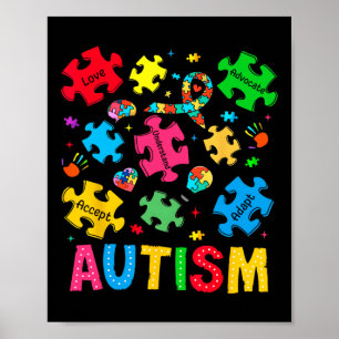 Póster Concienciación sobre autismo aceptar a la defensor