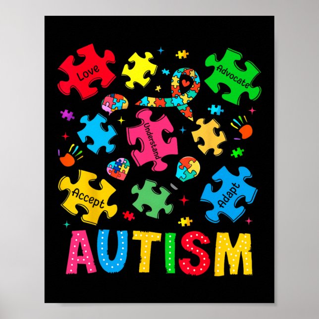Póster Concienciación sobre autismo aceptar a la defensor (Frente)