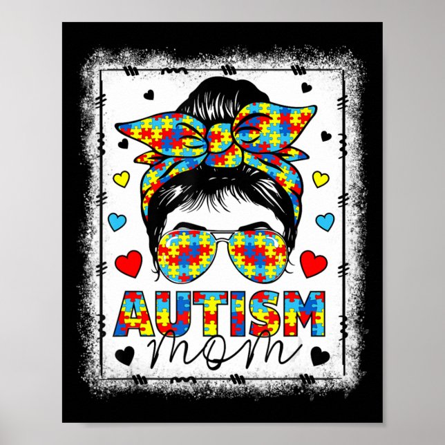 Póster Concienciación sobre autismo Mamá vida desordenada (Frente)