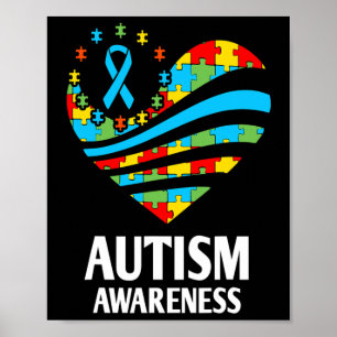 Póster Concienciación sobre autismo Mujeres apoyo corazón