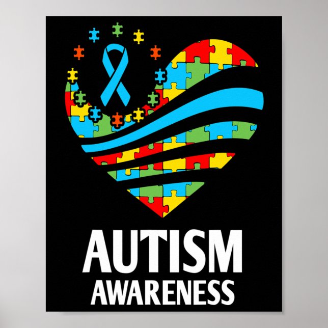 Póster Concienciación sobre autismo Mujeres apoyo corazón (Frente)