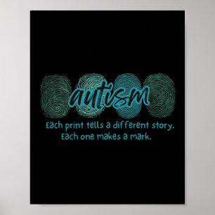 Póster Concienciación sobre autismo por huellas digitales