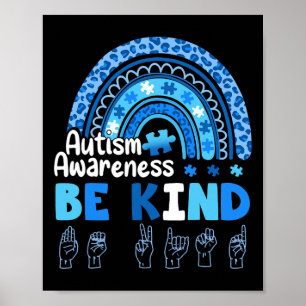 Póster Concienciación sobre autismo sea amable Lenguaje d