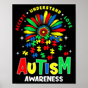 Póster Concienciación sobre el autismo Colorido Acepta En