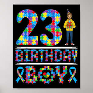 Póster Concienciación sobre el Autismo Cumpleaños 23 Niño