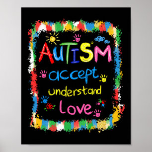 Póster Concienciación sobre el autismo de pincel Acepta C