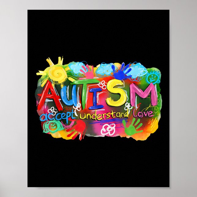 Póster Concienciación sobre el autismo de pincel Acepta C (Frente)
