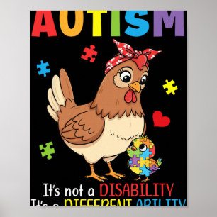 Póster Concienciación sobre el autismo Madre Pollo Habili