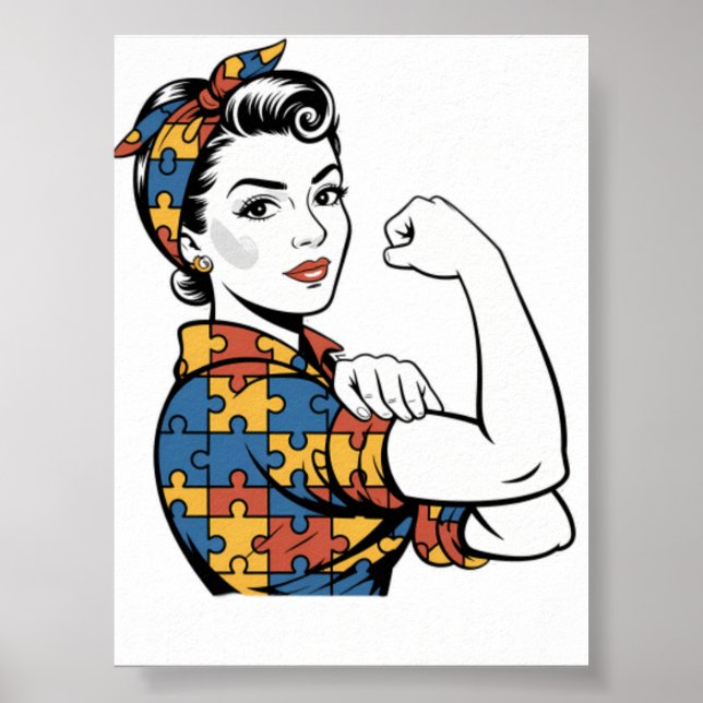 Póster Concienciación sobre el autismo mamá inquebrantabl (Frente)