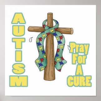 Póster Concienciación sobre el autismo: rezar para una cu
