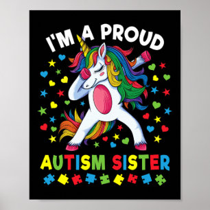 Póster Concienciación sobre el Autismo Unicornio Chica co