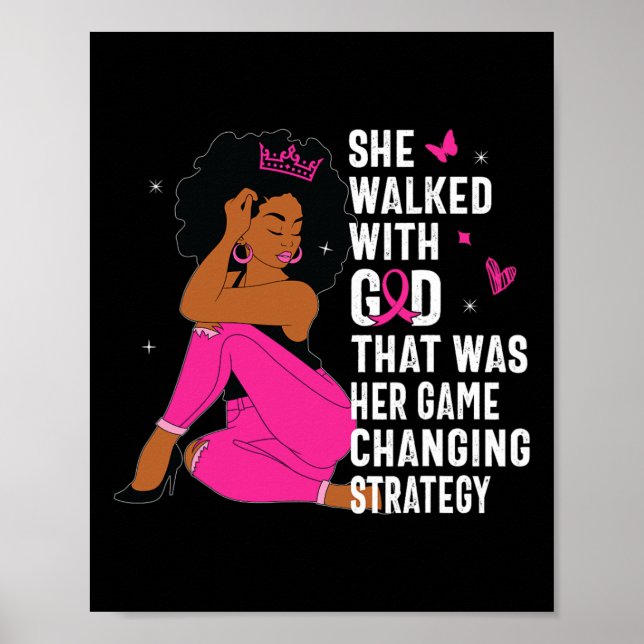 Póster Concienciación sobre el cáncer de mama en cinta ro (Frente)