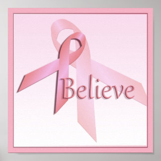 Póster Concienciación sobre el cáncer de mama rosa cree P