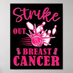 Póster Concienciación sobre el cáncer - Golpe de bolos en