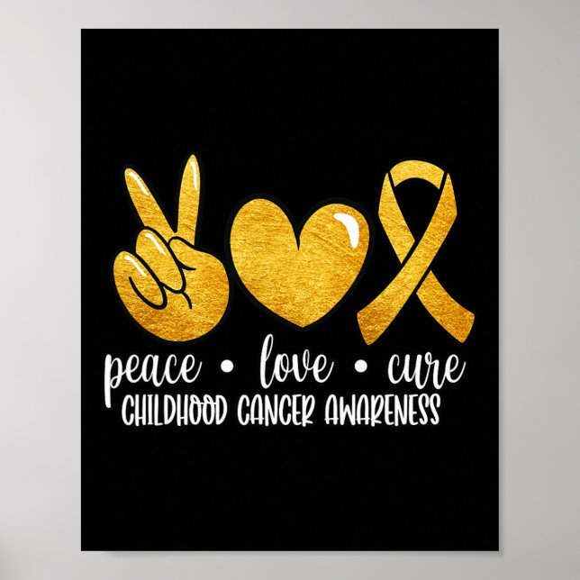 Póster Concienciación sobre el cáncer infantil Paz Cura d (Frente)