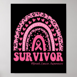 Póster Concienciación sobre el cáncer Pink Rainbow Breve