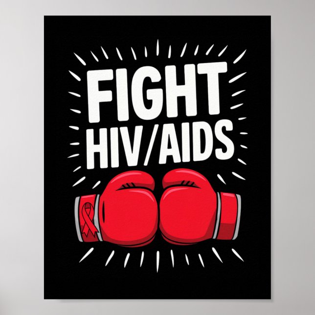 Póster Concienciación sobre el Hivaid Combate Guantes de  (Frente)