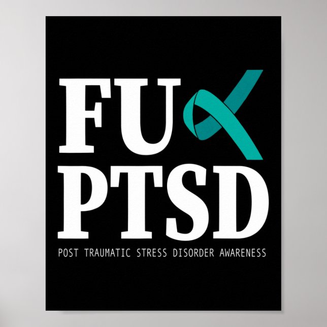Póster Concienciación sobre el Ptsd de Cinta verde azulad (Frente)