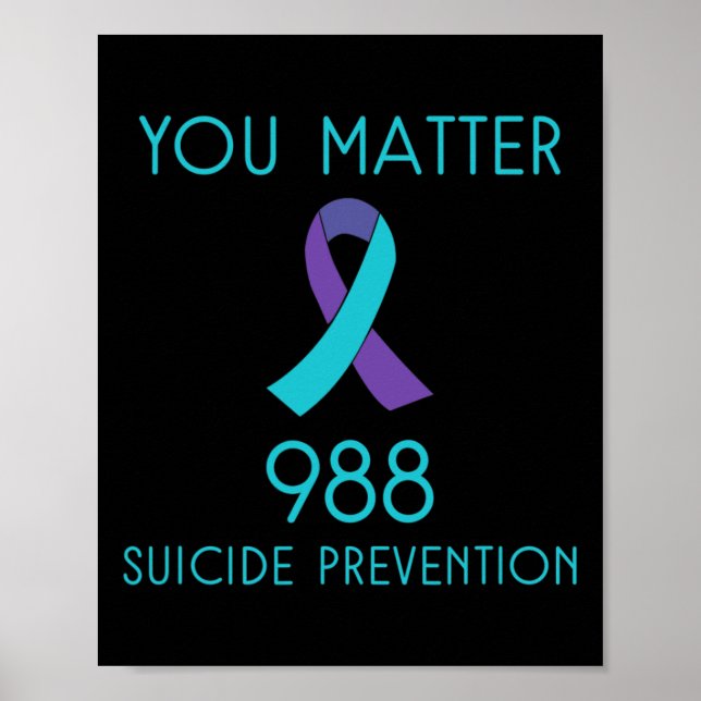 Póster Concienciación sobre el suicidio - 988 - Prevenció (Frente)