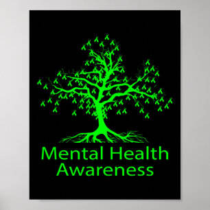 Póster Concienciación sobre la salud mental Árbol verde S