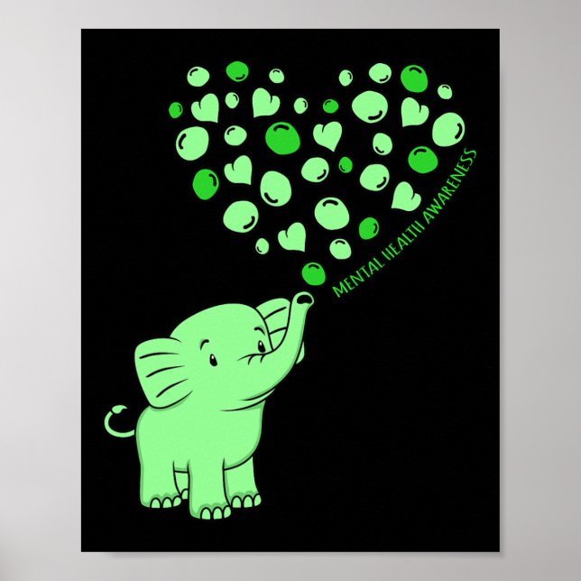 Póster Concienciación sobre la salud mental Elephant Hear (Frente)