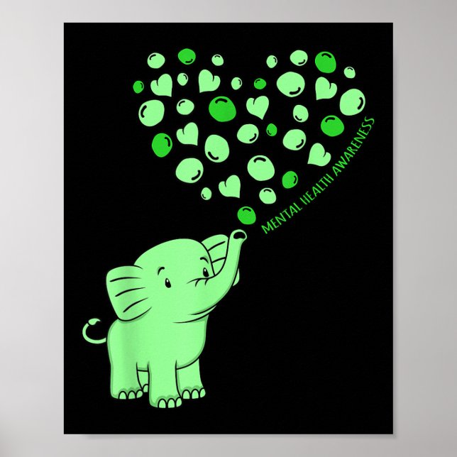 Póster Concienciación sobre la salud mental Elephant Hear (Frente)