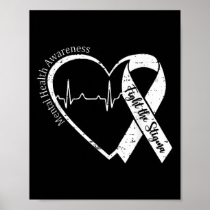 Póster Concienciación sobre la salud mental lucha contra 