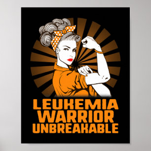 Póster Concienciación sobre leucemia fuerte Naranja guerr