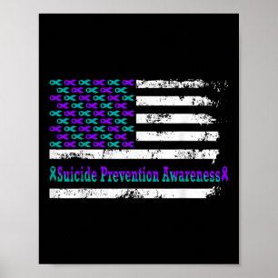 Póster Concienciación sobre prevención suicida Bandera Es