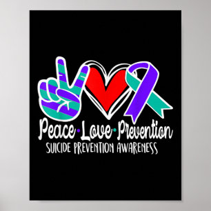 Póster Concienciación suicida Paz Prevención de amor Púrp