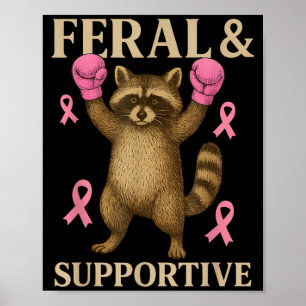 Póster Concientización sobre el cáncer de mama Feral y di
