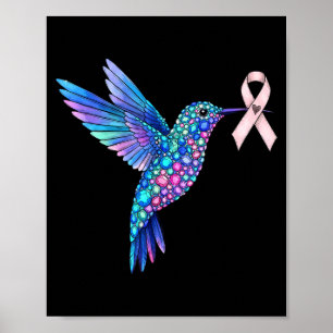 Póster Concientización sobre el cáncer de mama lazo rosa 