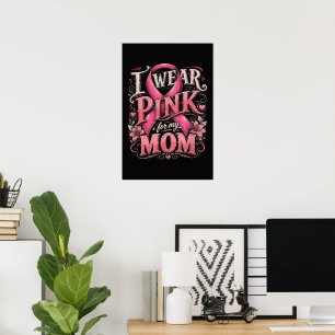 Póster Concientización sobre el Cáncer de Mama Llevo Rosa