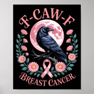 Póster Concientización sobre el cuervo rosa divertido del