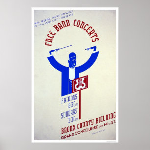 Póster Concierto de banda de Bronx 1940 WPA