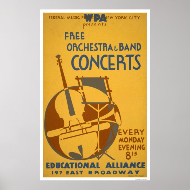 Póster Conciertos de Orquesta Libre 1938 WPA (Frente)