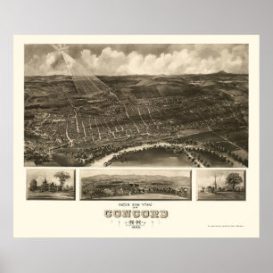 Póster Concordia, mapa panorámico del NH - 1899