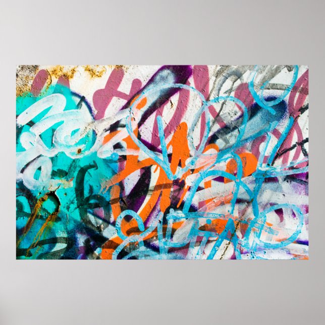 Póster Concrete, weathered, worn wall damaged paint. Grun (Frente)