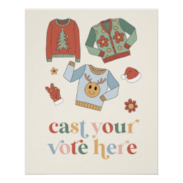 Póster Concurso de Jersey Feo de Navidad Retro Voto